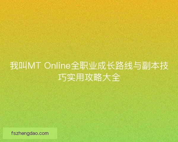我叫MT Online全职业成长路线与副本技巧实用攻略大全