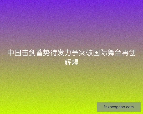 中国击剑蓄势待发力争突破国际舞台再创辉煌