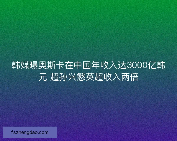 韩媒曝奥斯卡在中国年收入达3000亿韩元 超孙兴慜英超收入两倍 韩媒曝奥斯卡在中国年收入达3000亿韩元 超孙兴慜英超收入两倍