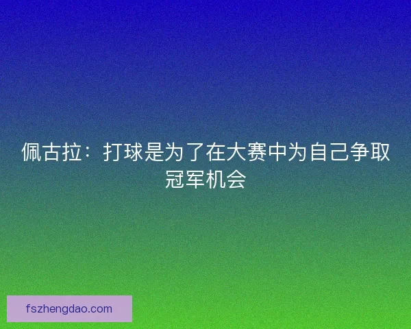 佩古拉：打球是为了在大赛中为自己争取冠军机会