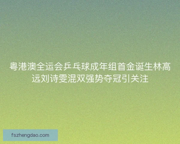 粤港澳全运会乒乓球成年组首金诞生林高远刘诗雯混双强势夺冠引关注 粤港澳全运会乒乓球成年组首金诞生林高远刘诗雯混双强势夺冠引关注