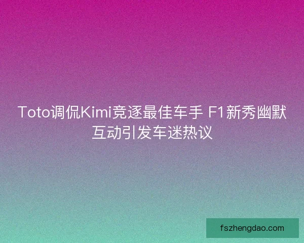 Toto调侃Kimi竞逐最佳车手 F1新秀幽默互动引发车迷热议 Toto调侃Kimi竞逐最佳车手 F1新秀幽默互动引发车迷热议
