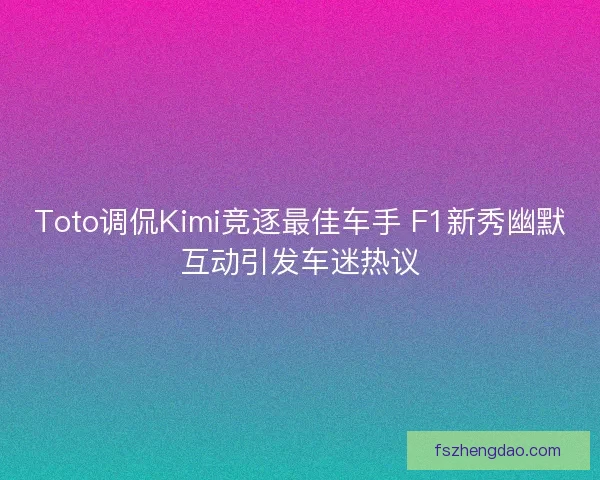 Toto调侃Kimi竞逐最佳车手 F1新秀幽默互动引发车迷热议 Toto调侃Kimi竞逐最佳车手 F1新秀幽默互动引发车迷热议