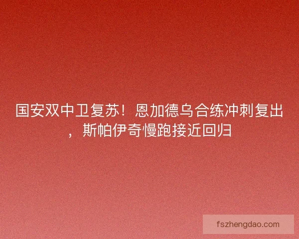国安双中卫复苏！恩加德乌合练冲刺复出，斯帕伊奇慢跑接近回归